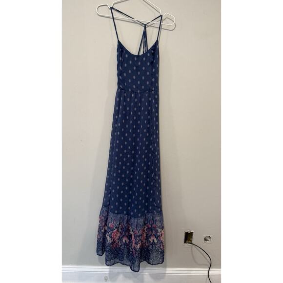 Abercrombie Fitch Maxi Dress Small Navy Floral V Neck nWT 1729 - Picture 2 of 11